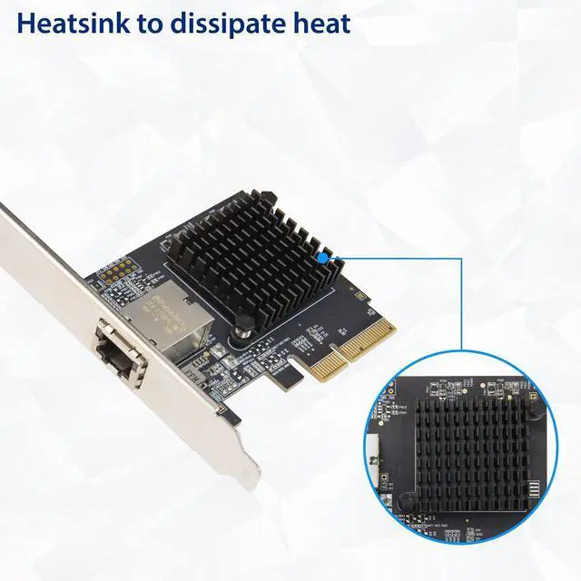 Alt view image 4 of 6 - Vszerda 1 Port 10 Gigabit Ethernet Network Card - PCIe x4 10Gb 10GBASE-T NIC AQTION AQC107-10Gbps Ethernet PCI-Express x4 Adapter SD-PEX24055