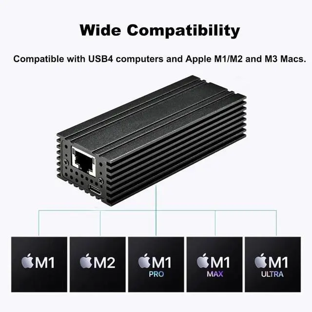 Alt view image 4 of 5 - Vszerda USB 4.0 Type-C 10G Ethernet Adapter, for High-Speed Network Connections, RJ45 Port Supports 10Gb/s, 5Gb/s, 2.5Gb/s, 1Gb/s and 100Mb/s Base-T
