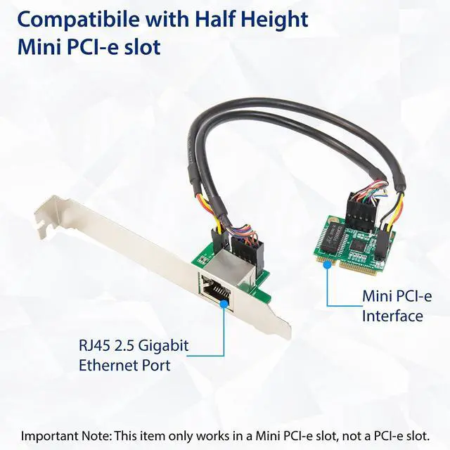 Alt view image 6 of 6 - Vszerda 2.5 Gigabit Ethernet Mini PCI-E Network Controller Card 10/100/1000/25000 Mbps RJ45 LAN Adapter Converter for Desktop PC,SI-MPE24073
