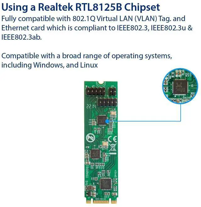 Alt view image 3 of 6 - Vszerda Dual 2.5 Gigabit M.2 M+B Key Ethernet Network Expansion Card