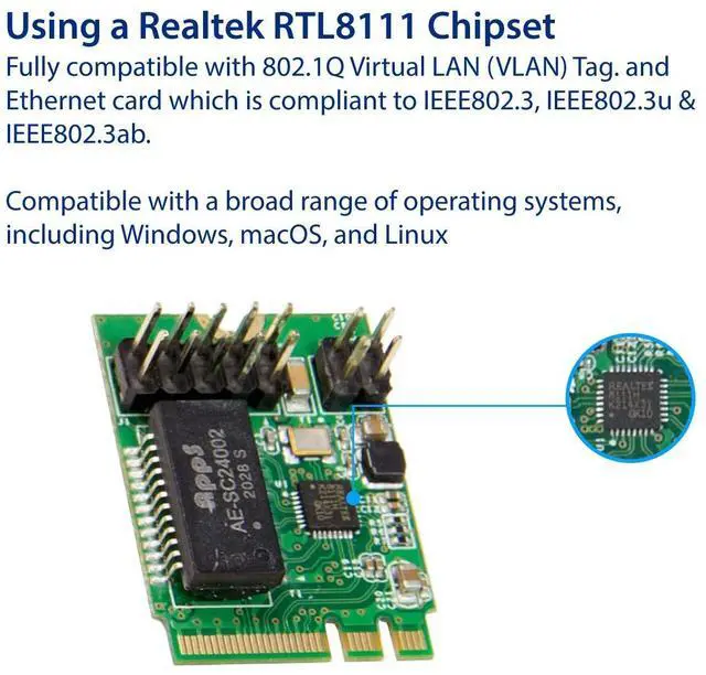 Alt view image 3 of 5 - Vszerda M.2 Gigabit Ethernet Module - GigaLAN 1000BASE-T M.2 A+E Key NIC Modules