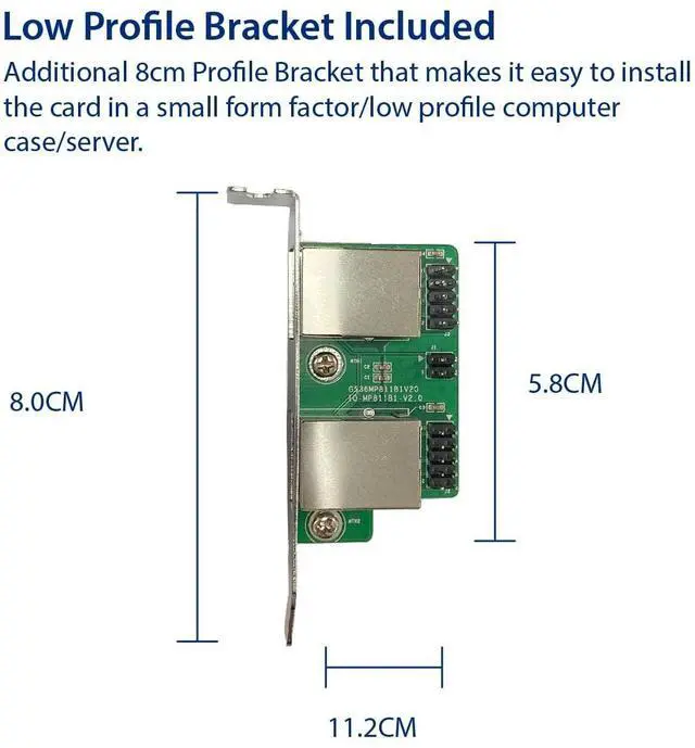 Alt view image 5 of 6 - Vszerda Dual 2.5 Gigabit Mini PCIe Ethernet Network Expansion Card, Green (SI-MPE24079)