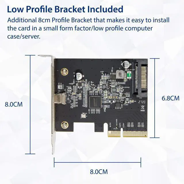 Alt view image 5 of 5 - Vszerda USB-C 3.2 Gen 2x2 Type-C 20 Gbps PCI-e Gen 3 x4 Expansion Card SATA Powered ASMedia ASM3242