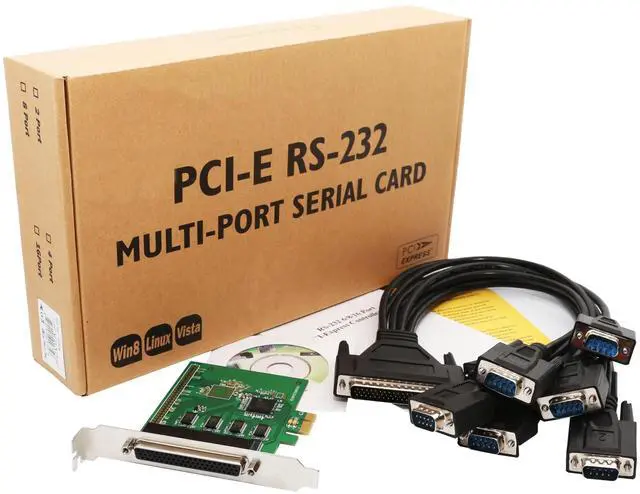 Alt view image 7 of 7 - Vszerda 8 Port RS-232 DB9 Serial PCI-e 2.0 x1 Card XR17V358 Chipset 16C550 UART SI-PEX15041
