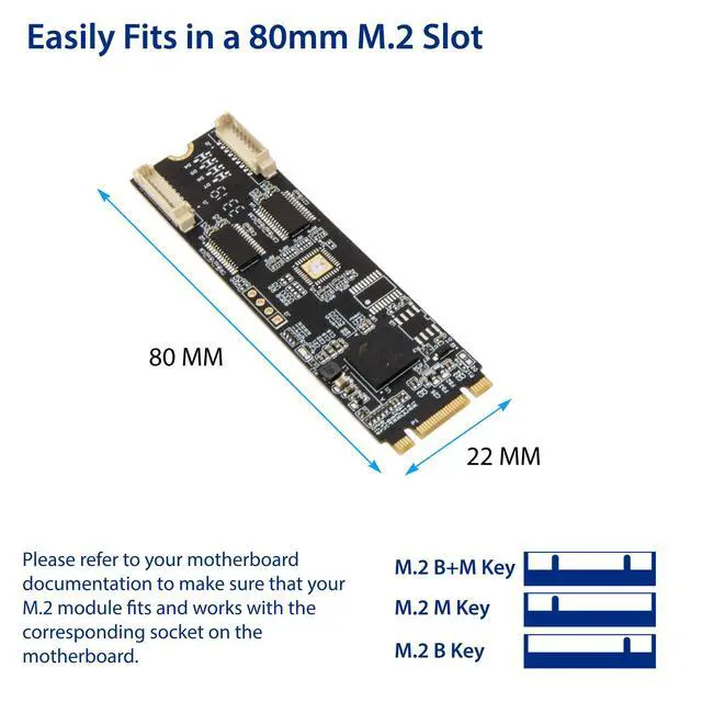 Alt view image 3 of 5 - Vszerda 2 Port RS-232 DB9 Serial M.2 B+M Key Controller Card SI-ADA15069