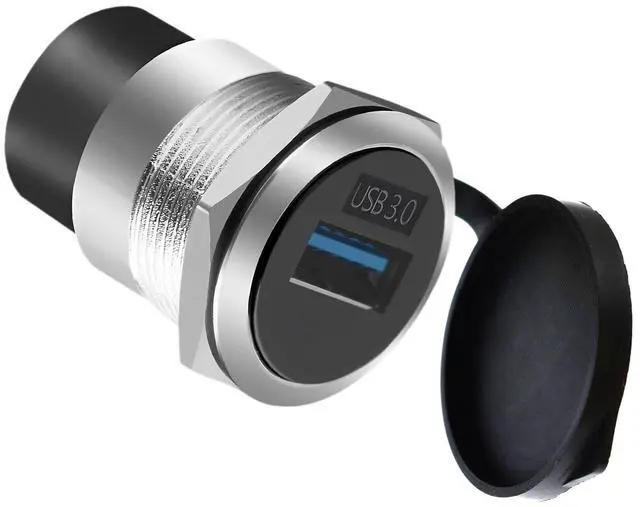 Main image of Vszerda USB3.0 Female-to-Female Threaded Adapter - 5Gbps High-Speed Waterproof & Dustproof USB Converter, Round Data Connector Mount for Efficient Data Transfer and Charging Silver