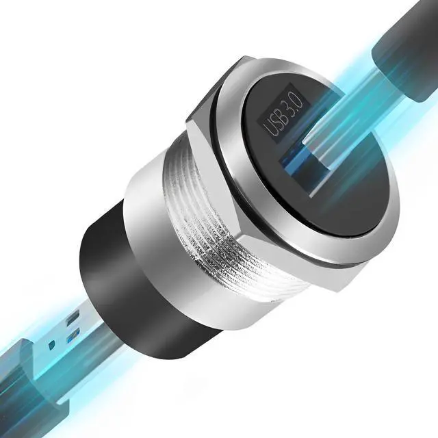 Alt view image 2 of 7 - Vszerda USB3.0 Female-to-Female Panel Mount Adapter - 5Gbps High-Speed Waterproof & Dustproof USB Converter, Round Data Connector Mount for Efficient Data Transfer and Charging (5-Pack Silver)