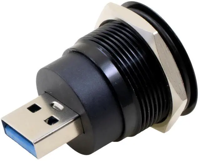 Alt view image 2 of 6 - Vszerda USB 3.0 Male to Female Waterproof Mounting Adapter, 5Gbps Data Transfer & Charging, Threaded Round Socket Converter with Nut Fixing for Panel Mount, Dustproof and Durable (5-Pack Black)