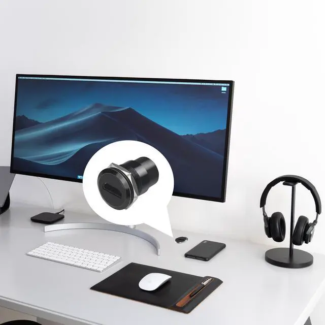 Alt view image 2 of 6 - Vszerda HDMI Panel Mount Adapter 4K@60Hz - Female-to-Female Threaded Connector, with Anti-Loosening Gasket and Waterproof Cover, Ideal for Car, Dashboard and Device Panels