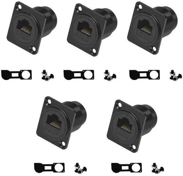Main image of Vszerda RJ45 Panel Mount Adapter - 8P8C Female-to-Female Connector, Compatible with CAT6A/CAT6/CAT5E/CAT5, XLR/D-Panel Mountable, Network Port Extender for LAN (5 Packs)