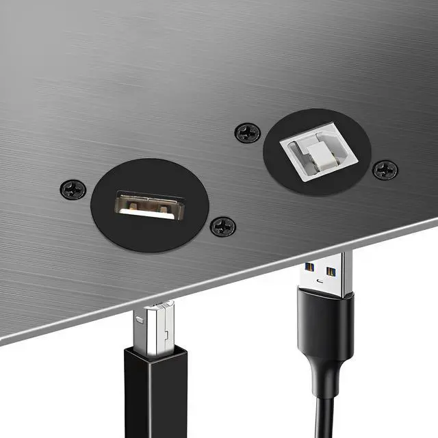 Alt view image 3 of 6 - Vszerda USB B to A Panel Mount Adapter - D-Type USB Type B to A Conversion Connector for Printers & Scanners, Compatible with HP, Canon, Epson, Lexmark, Xerox & More