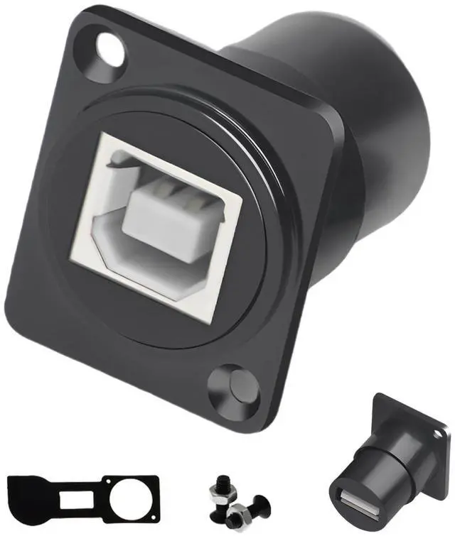 Main image of Vszerda USB B to A Panel Mount Adapter - D-Type USB Type B to A Conversion Connector for Printers & Scanners, Compatible with HP, Canon, Epson, Lexmark, Xerox & More