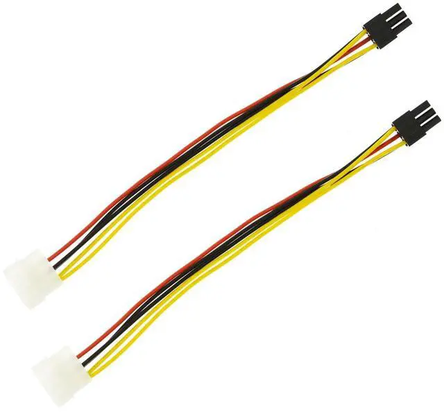 Alt view image 6 of 6 - Vszerda 2 Pack 4 Pin Molex to 6 Pin Video Card GPU Power Supply Cable 8.6 22cm