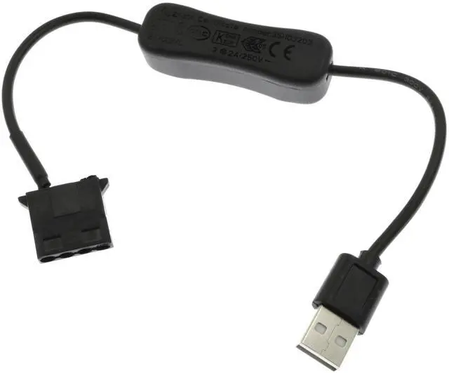 Alt view image 2 of 6 - Vszerda USB to Molex 4-Pin Fan Power Cable with Switch for Computer Case Fan 30cm 11.8inch