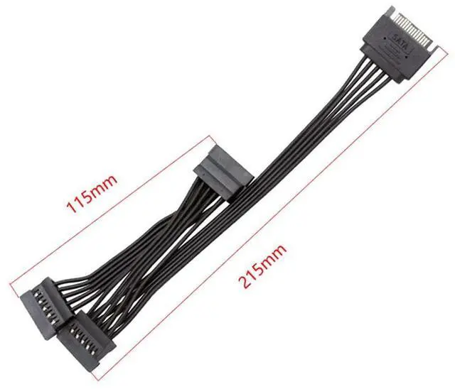 Alt view image 5 of 6 - Vszerda SATA Power Extension Cable 15 Pin SATA Male to Female Extender Cable Adapter for HDD Hard Drive 16.5inch 42cm (1 to 3)