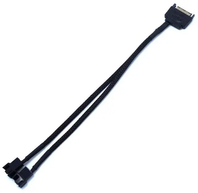 Alt view image 2 of 6 - Vszerda SATA to 3 Pin / 4 Pin Fan Adapter, 15 Pin SATA to 12V PC Case Fan Splitter Extension Power Cable Adapter 10.6 27cm (1 to 2)