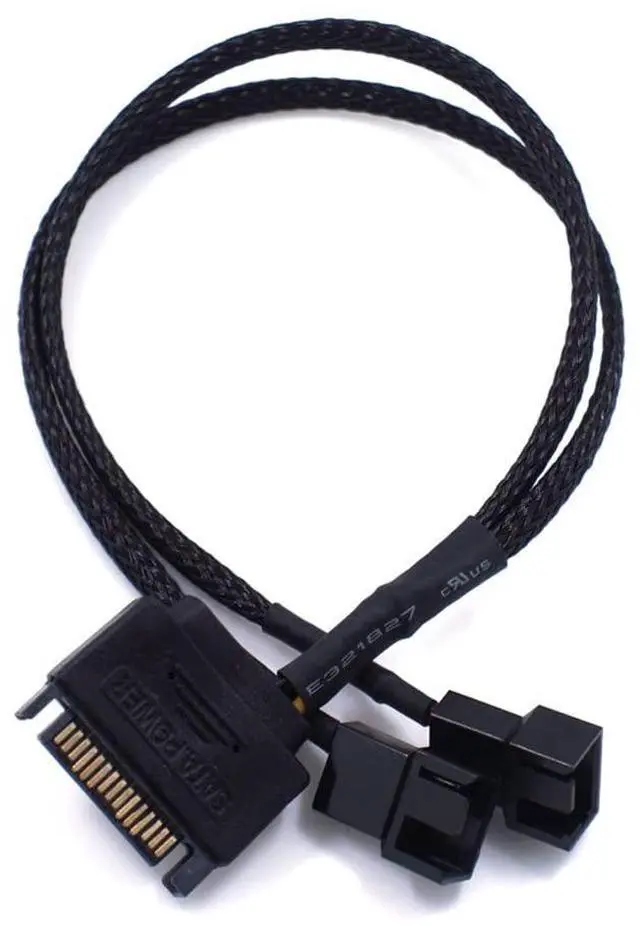 Alt view image 6 of 6 - Vszerda SATA to 3 Pin / 4 Pin Fan Adapter, 15 Pin SATA to 12V PC Case Fan Splitter Extension Power Cable Adapter 10.6 27cm (1 to 2)