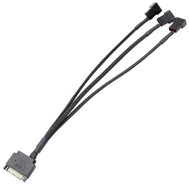 Alt view image 2 of 6 - Vszerda SATA to 3 Pin / 4 Pin Fan Adapter, 15 Pin SATA to 12V PC Case Fan Splitter Extension Power Cable Adapter 10.6 27cm (1 to 3)