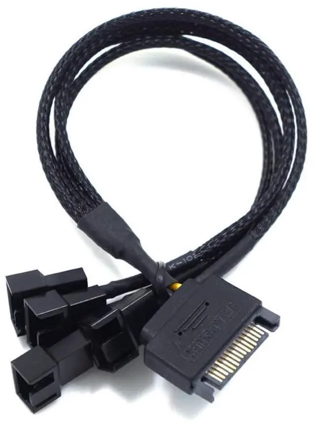 Alt view image 3 of 6 - Vszerda SATA to 3 Pin / 4 Pin Fan Adapter, 15 Pin SATA to 12V PC Case Fan Splitter Extension Power Cable Adapter 10.6 27cm (1 to 4)