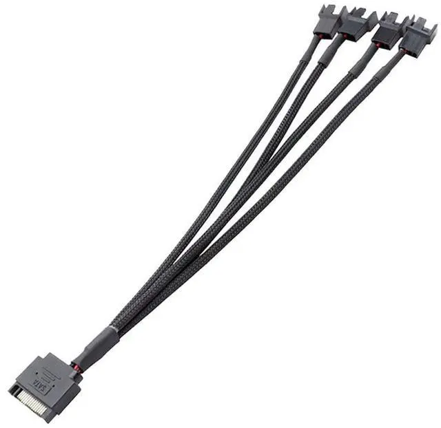 Alt view image 4 of 6 - Vszerda SATA to 3 Pin / 4 Pin Fan Adapter, 15 Pin SATA to 12V PC Case Fan Splitter Extension Power Cable Adapter 10.6 27cm (1 to 4)