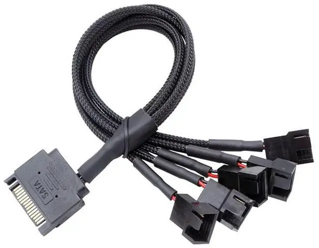 Main image of Vszerda SATA to 3 Pin / 4 Pin Fan Adapter, 15 Pin SATA to 12V PC Case Fan Splitter Extension Power Cable Adapter 10.6 27cm (1 to 5)