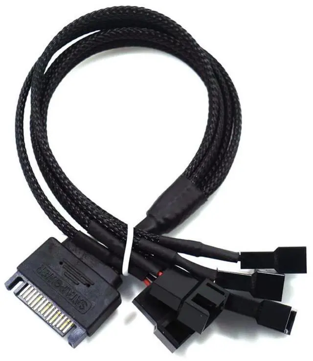 Alt view image 3 of 6 - Vszerda SATA to 3 Pin / 4 Pin Fan Adapter, 15 Pin SATA to 12V PC Case Fan Splitter Extension Power Cable Adapter 10.6 27cm (1 to 5)