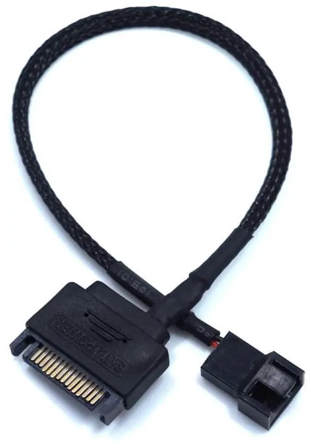 Main image of Vszerda SATA to 3 Pin / 4 Pin Fan Adapter, 15 Pin SATA to 12V PC Case Fan Splitter Extension Power Cable Adapter 10.6 27cm (1 to 1)