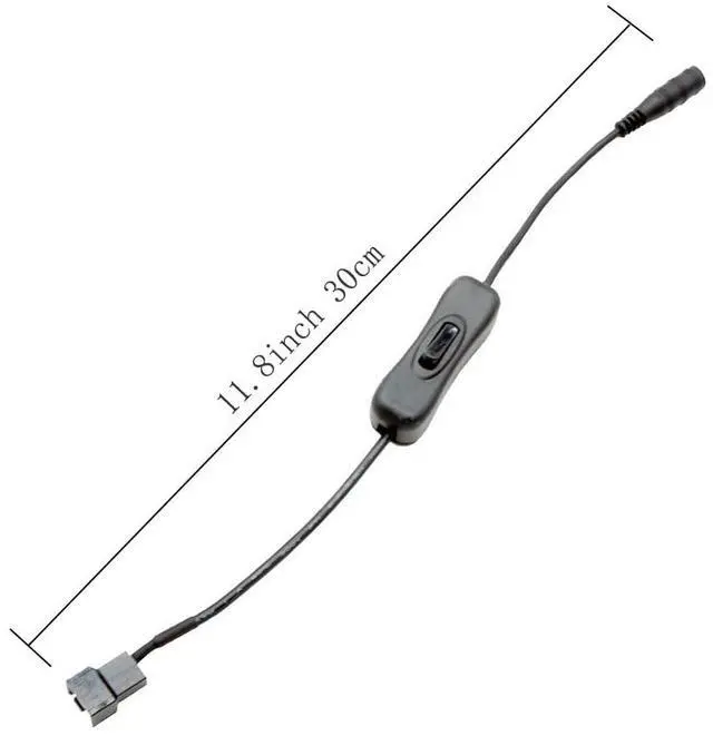 Alt view image 6 of 6 - Vszerda DC Power Supply Plug to 3/4-Pin PC Fan Power Adapter with Switch 11.8inch