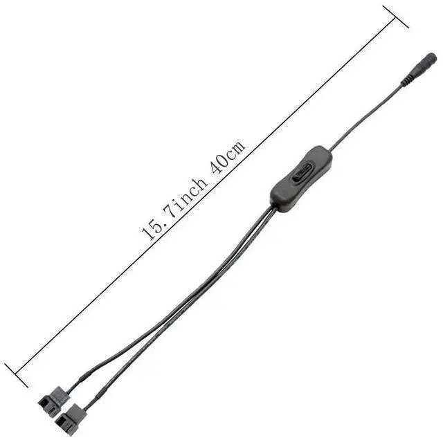 Alt view image 6 of 6 - Vszerda DC Power Supply Plug to Dual 3/4-Pin PC Fan Power Adapter with Switch 15.7inch