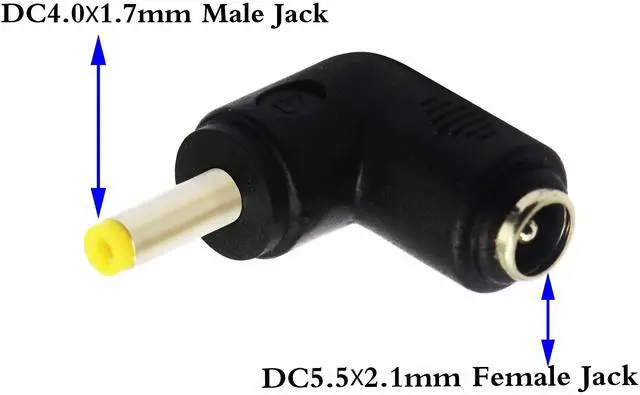 Alt view image 3 of 7 - Vszerda DC4.0x1.7mm Male 90 Degree Angle to DC5.5x2.1mm Female Adapter 5 Volt DC Barrel Power Jack Charging Cable Connector for Tablet (DC4.0x1.7mm)(2pack)