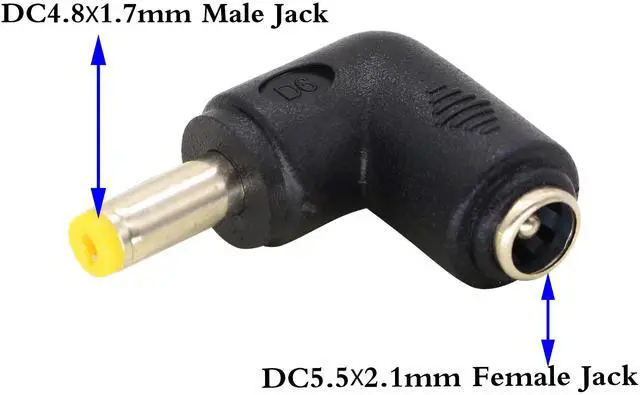 Alt view image 3 of 7 - Vszerda DC4.8x1.7mm Male 90 Degree Angle to DC5.5x2.1mm Female Adapter 5 Volt DC Barrel Power Jack Charging Cable Connector for Tablet (DC4.8x1.7mm)(2pack)