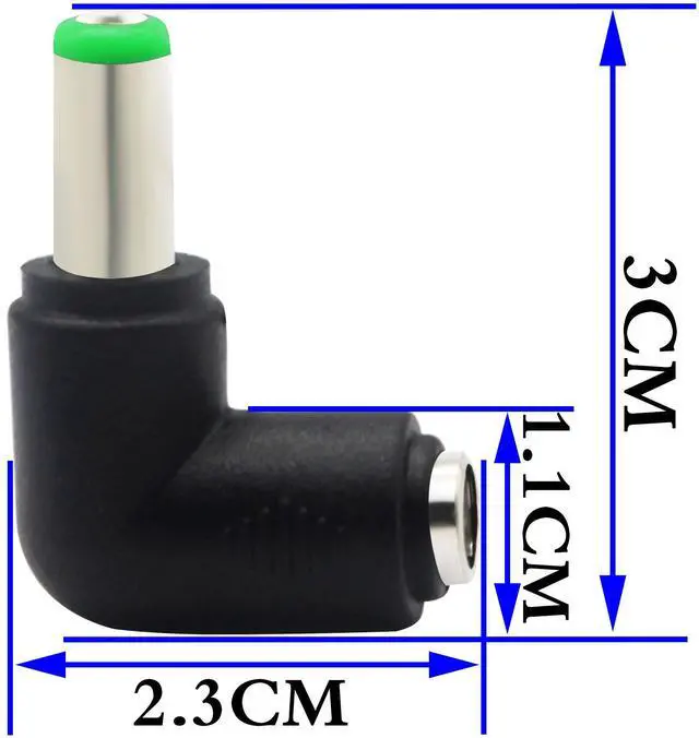 Alt view image 2 of 7 - Vszerda DC 6.3x3.0mm Male 90 Degree Angle to DC5.5x2.1mm Female Adapter 5 Volt DC Barrel Power Jack Charging Cable Connector for Tablet (DC6.3x3.0mm)(2pack)