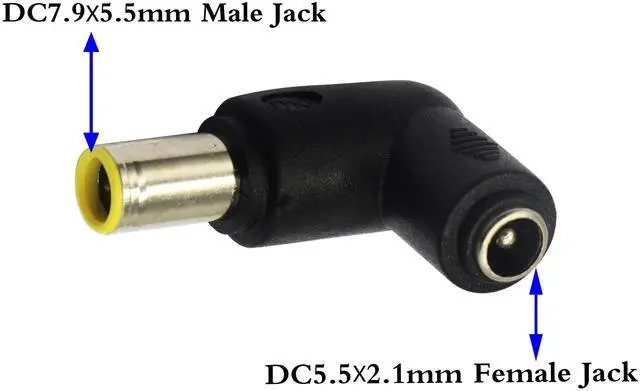 Alt view image 3 of 7 - Vszerda DC 7.9x5.5mm Male 90 Degree Angle to DC5.5x2.1mm Female Adapter 5 Volt DC Barrel Power Jack Charging Cable Connector for Tablet (DC7.9x5.5mm)(2pack)