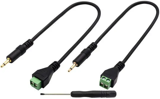 Main image of Vszerda 3.5mm Screw Terminal Block Connector Cable (1/8Inch) 3.5mm TS Mono Male to 2 Pin/Way Female Bolt Screw AUX Headphone Type Adapter Cable30CM/2Packs) (2Pole/M)