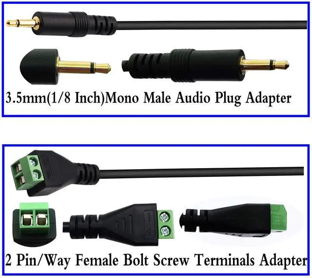 Alt view image 5 of 7 - Vszerda 3.5mm Screw Terminal Block Connector Cable (1/8Inch) 3.5mm TS Mono Male to 2 Pin/Way Female Bolt Screw AUX Headphone Type Adapter Cable30CM/2Packs) (2Pole/M)