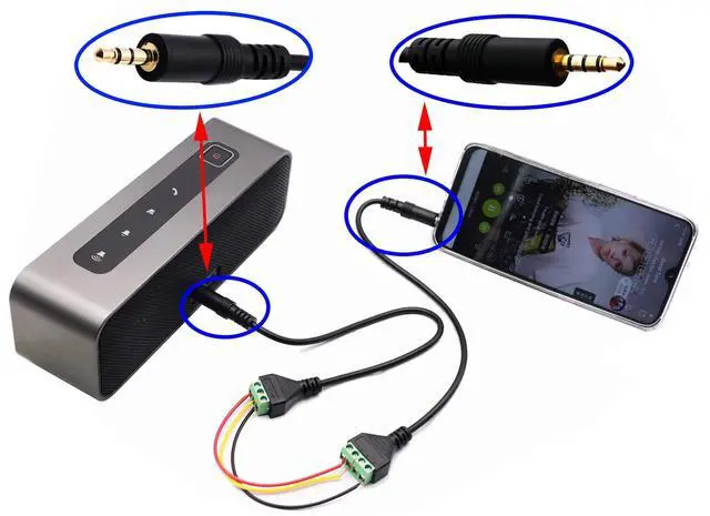 Alt view image 7 of 7 - Vszerda 3.5mm Screw Terminal Block Cable 3.5mm (1/8inch) Stereo TRRS Audio Male to 4 Pin/Way Female Bolt Screw Headphone Balum Converter Adapter Cable30CM/2Packs) (4Pole/M)