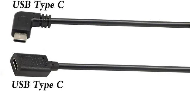 Alt view image 3 of 7 - Vszerda (2-Pack 90 DegreeType C Extender Cable, Right & Left Angled USB-C USB 2.0 Type-C Male to Female Extension Cable for Charging and Data Transmission (Note: Audio,Video is not Supported-30CM)