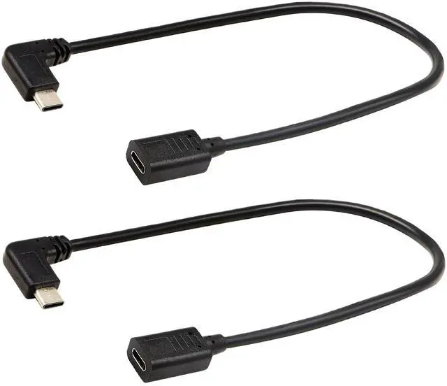 Main image of Vszerda (2-Pack 90 DegreeType C Extender Cable, Right & Left Angled USB-C USB 2.0 Type-C Male to Female Extension Cable for Charging and Data Transmission (Note: Audio,Video is not Supported-30CM)