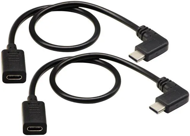 Alt view image 5 of 7 - Vszerda (2-Pack 90 DegreeType C Extender Cable, Right & Left Angled USB-C USB 2.0 Type-C Male to Female Extension Cable for Charging and Data Transmission (Note: Audio,Video is not Supported-30CM)