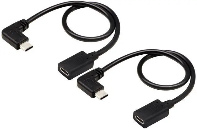 Alt view image 4 of 7 - Vszerda (2-Pack 90 DegreeType C Extender Cable, Right & Left Angled USB-C USB 2.0 Type-C Male to Female Extension Cable for Charging and Data Transmission (Note: Audio,Video is not Supported-30CM)