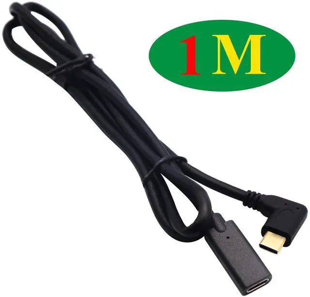 Alt view image 2 of 7 - Vszerda 3.1 USB Type C Male to Female 90 Degree Connector Extender Cable, Supports Charging, Data, Audio, Video - 1M, M/F for New MacBook Pro 2017, USB-C Hub