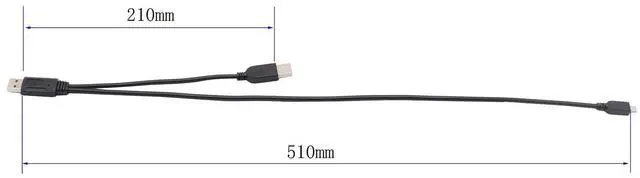 Alt view image 2 of 6 - Vszerda USB 2.0 A Dual Power Micro Cable, USB 2.0 A Male to USB 2.0 A +Micro USB Male Y Adapter Charging Cable for Samsung, HTC, Tablet and More Extension Cable (1.7 ft)