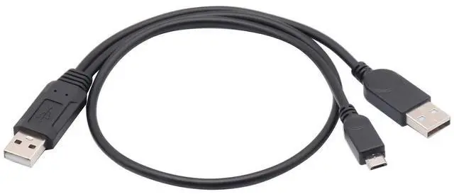 Alt view image 3 of 6 - Vszerda USB 2.0 A Dual Power Micro Cable, USB 2.0 A Male to USB 2.0 A +Micro USB Male Y Adapter Charging Cable for Samsung, HTC, Tablet and More Extension Cable (1.7 ft)