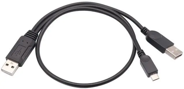 Alt view image 4 of 6 - Vszerda USB 2.0 A Dual Power Micro Cable, USB 2.0 A Male to USB 2.0 A +Micro USB Male Y Adapter Charging Cable for Samsung, HTC, Tablet and More Extension Cable (1.7 ft)