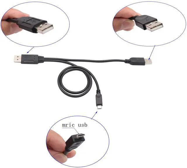 Alt view image 5 of 6 - Vszerda USB 2.0 A Dual Power Micro Cable, USB 2.0 A Male to USB 2.0 A +Micro USB Male Y Adapter Charging Cable for Samsung, HTC, Tablet and More Extension Cable (1.7 ft)