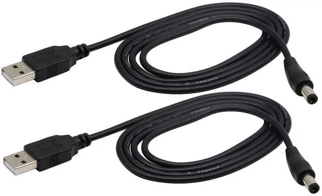 Main image of Vszerda USB 2.0 A Male to DC 5.5x2.5mm Male Adapter Cable 5 Volt DC Barrel Power Jack Charging Cable for Tablet, Electronic Dog, Access Control Attendance (1M/3.3ft, DC5.5x2.5mm)(2packs)