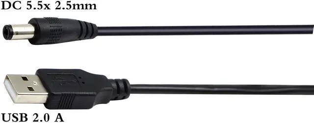 Alt view image 5 of 7 - Vszerda USB 2.0 A Male to DC 5.5x2.5mm Male Adapter Cable 5 Volt DC Barrel Power Jack Charging Cable for Tablet, Electronic Dog, Access Control Attendance (1M/3.3ft, DC5.5x2.5mm)(2packs)