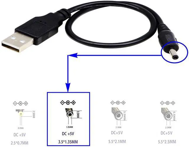 Alt view image 5 of 6 - Vszerda USB 2.0 A Male to DC 3.5x1.35mm Male Adapter Cable 5 Volt DC Barrel Power Jack Charging Cable for Tablet, Electronic Dog, Access Control Attendance (28CM/11inch, DC 3.5x1.35mm)(2packs)