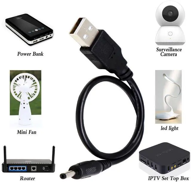 Alt view image 6 of 6 - Vszerda USB 2.0 A Male to DC 3.5x1.35mm Male Adapter Cable 5 Volt DC Barrel Power Jack Charging Cable for Tablet, Electronic Dog, Access Control Attendance (28CM/11inch, DC 3.5x1.35mm)(2packs)
