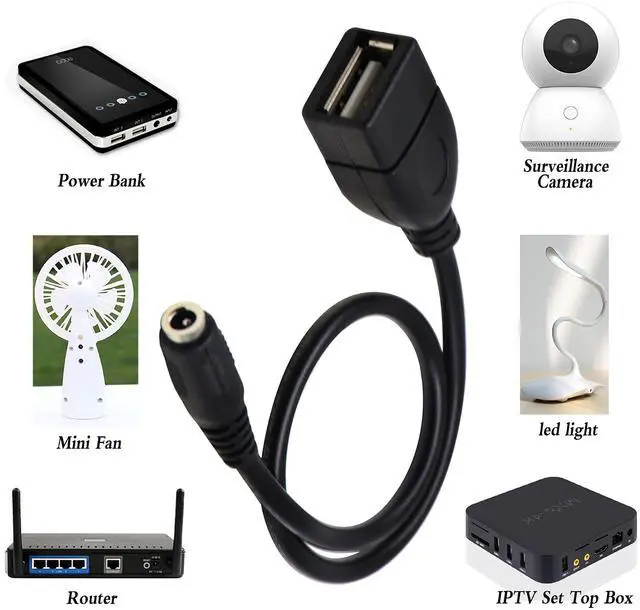 Alt view image 7 of 7 - Vszerda USB 2.0 AFemale to DC 3.5x1.35mm Female Adapter Cable 5 Volt DC Barrel Power Jack Charging Cable for Tablet, Electronic Dog, Access Control Attendance (28CM/11inch F/F, DC 3.5x1.35mm-2packs)